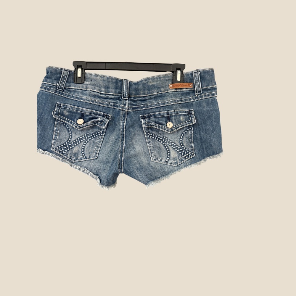 Almost Famous Y2k 2000s Low Rise Distressed Denim Cut Offβ Shorts Blue Size 13